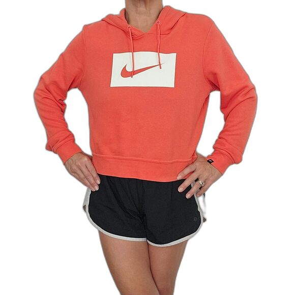 NIKE Hoodie Girls LARGE or Womens SMALL Dark Orange Peach Swoosh Logo - Picture 2 of 12